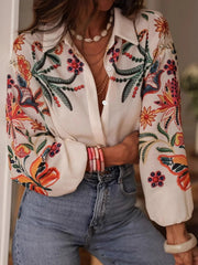 Floral Button Up Long Sleeve Shirt 