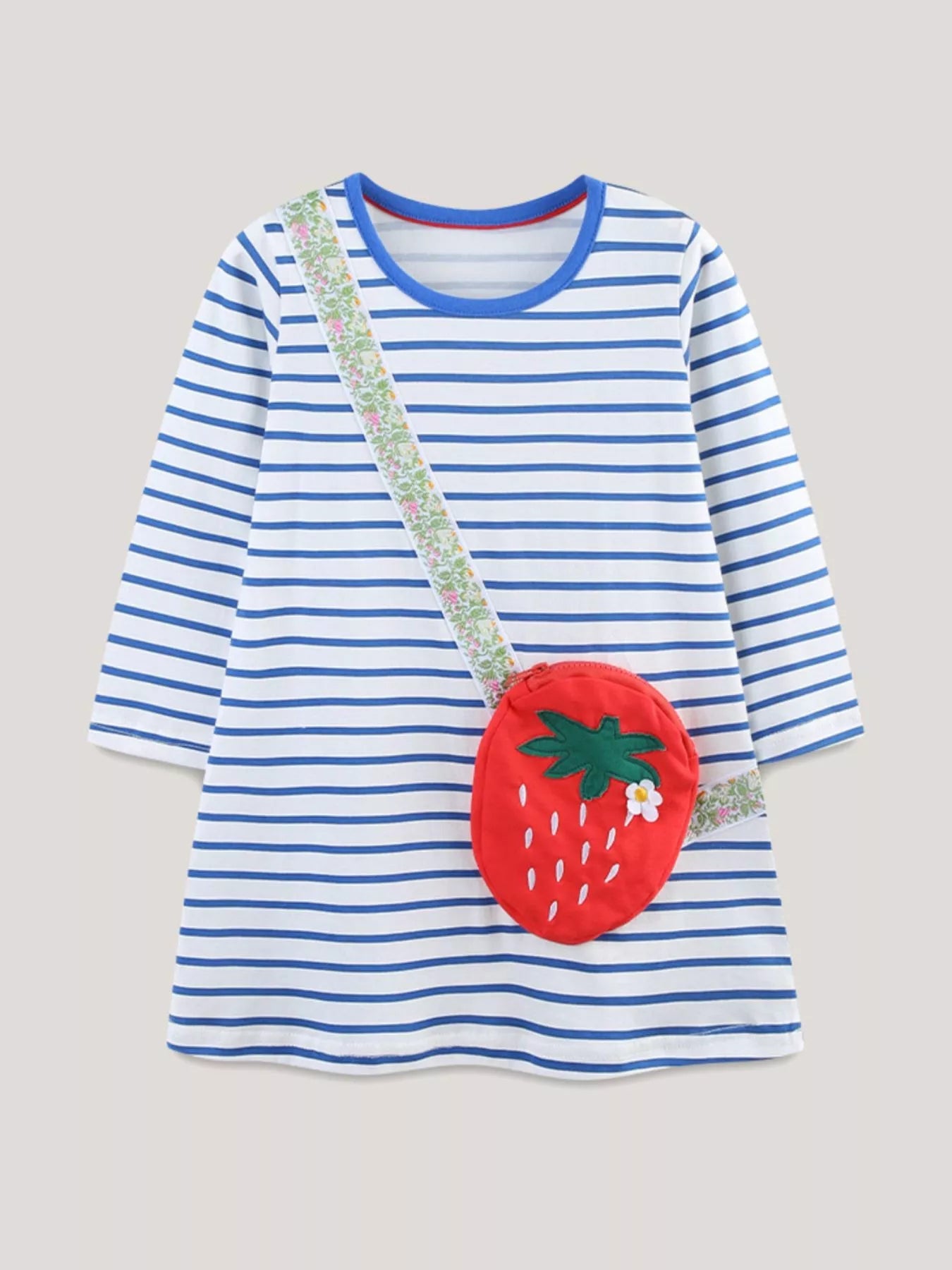 Children's Strawberry Striped Long Sleeve Dress 