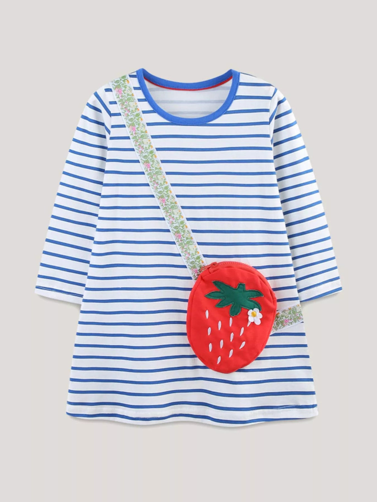 Children's Strawberry Striped Long Sleeve Dress 