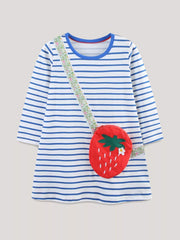 Children's Strawberry Striped Long Sleeve Dress 