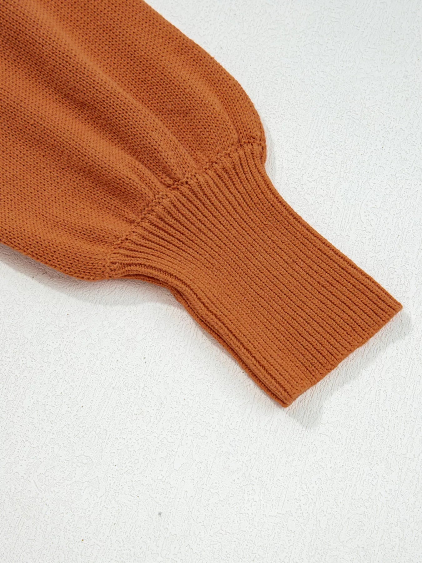 Solid Color Ribbed Trim Drop Shoulder Sweater 