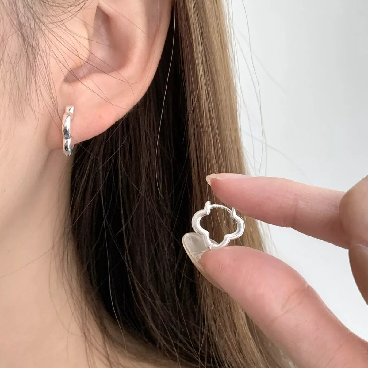 925 Sterling Silver Four Leaf Clover Earrings 