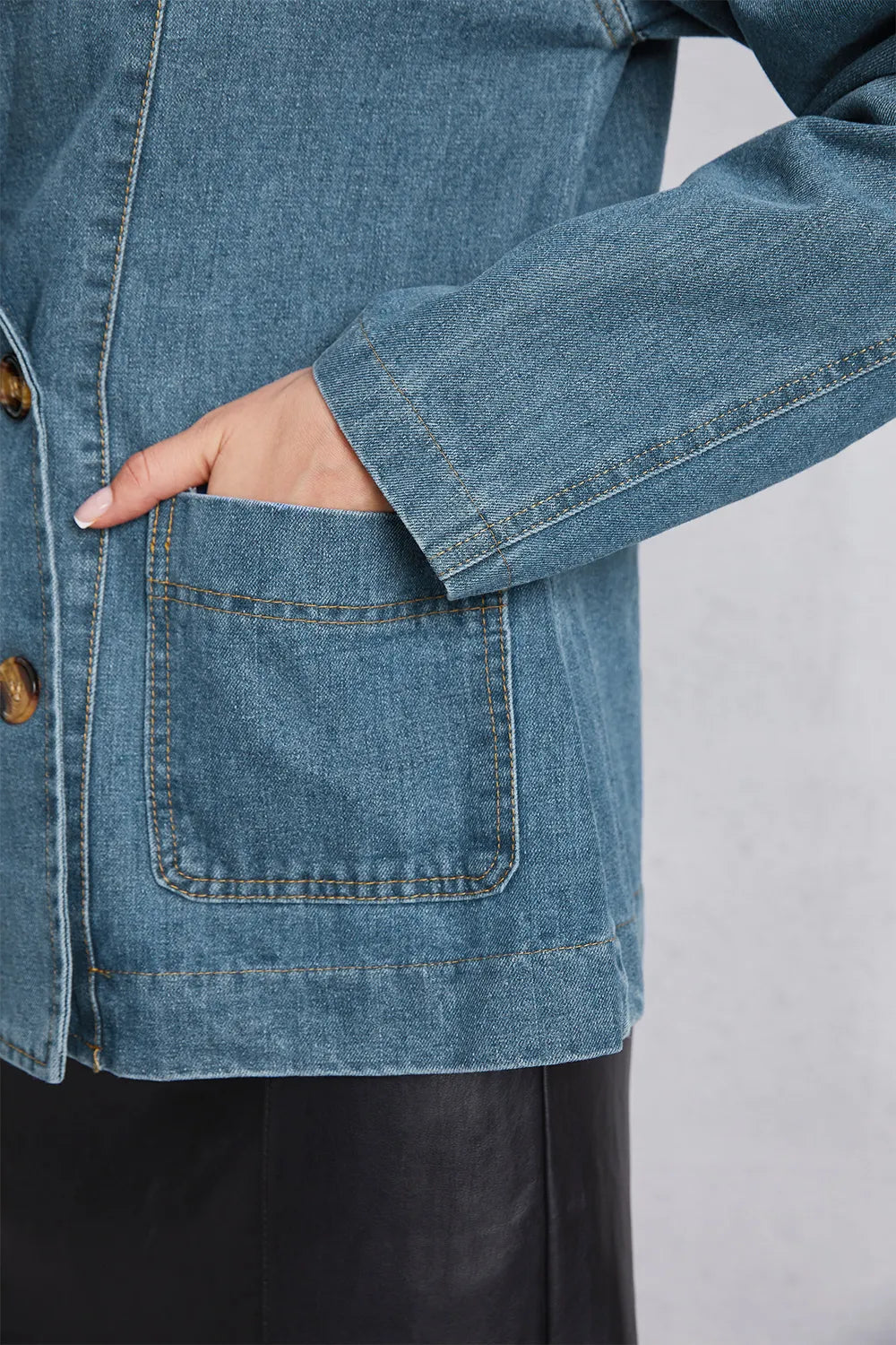 Pocketed Button Up Denim Jacket 
