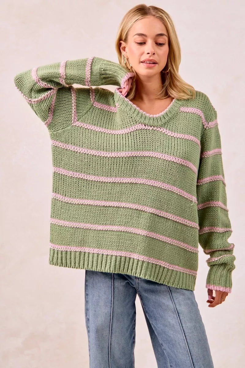BiBi Striped Long Sleeve Sweater 
