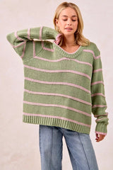 BiBi Striped Long Sleeve Sweater 