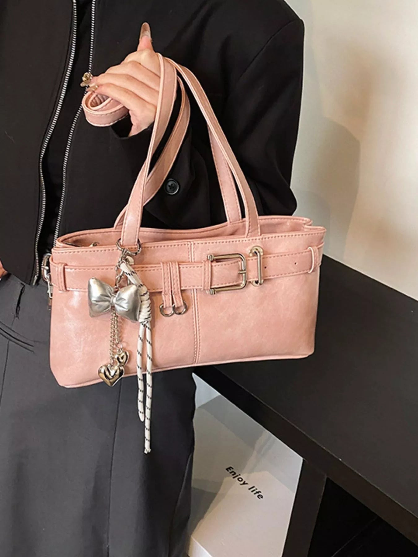 Buckle Decor Shoulder Bag 