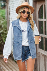 Sleeveless Denim Top with A Detachable Hood 