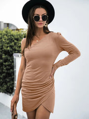 One Shoulder Ruched Bodycon Dress 