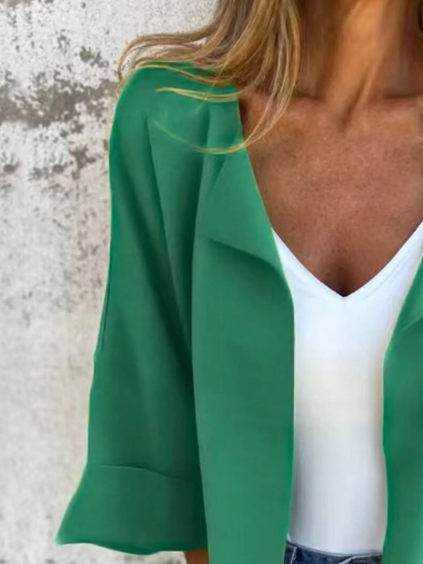Full Size Open Front 3/4 Sleeve Cardigan Plus Size 