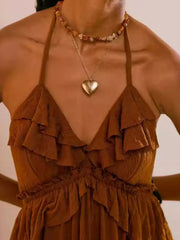 Ruffled Halter Neck Maxi Dress 