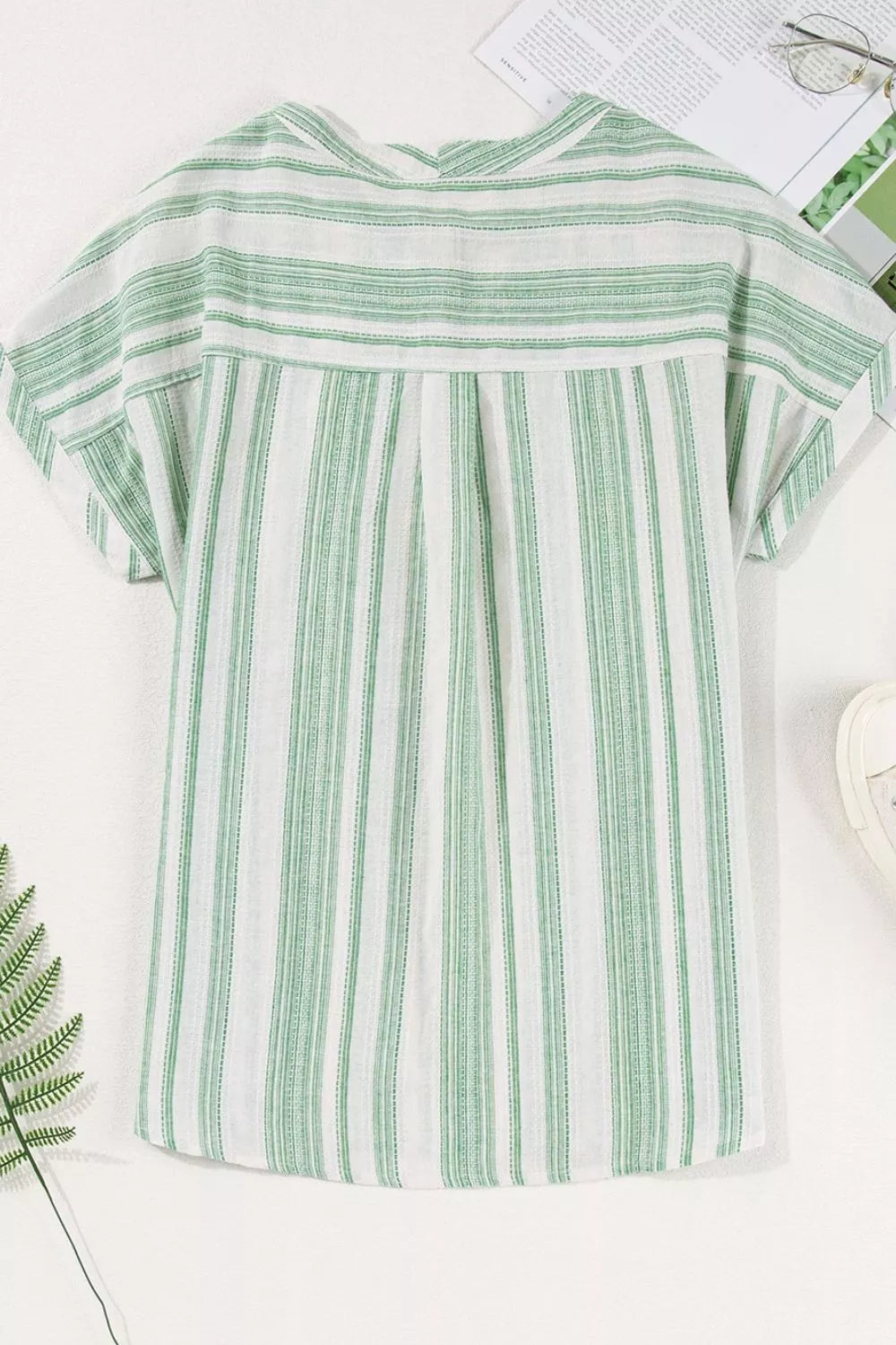 Breathable Gauze Half Button Short Sleeve Casual Blouse 