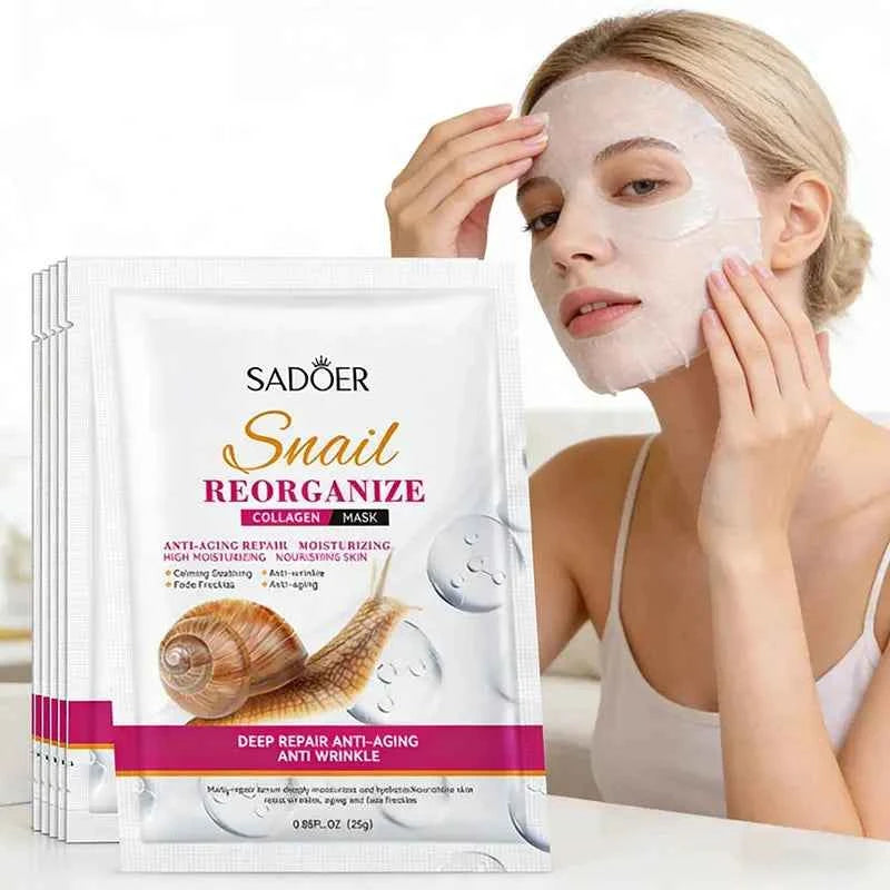 SADOER Snail Collagen Firming Face Masks, 5-Pack