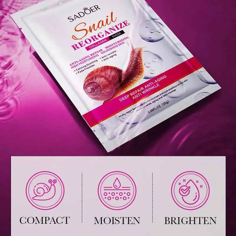 SADOER Snail Collagen Firming Face Masks, 5-Pack