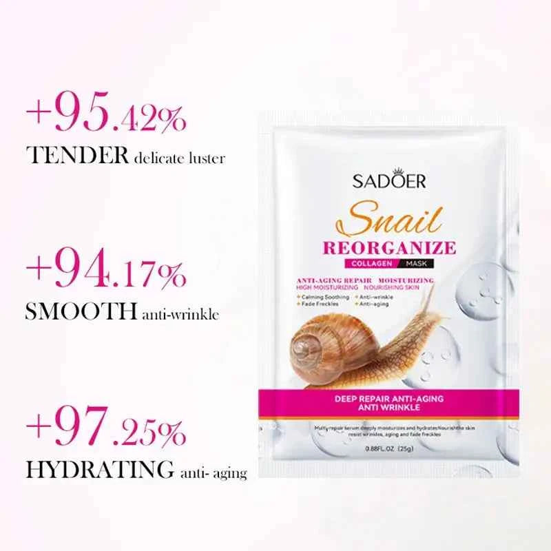 SADOER Snail Collagen Firming Face Masks, 5-Pack