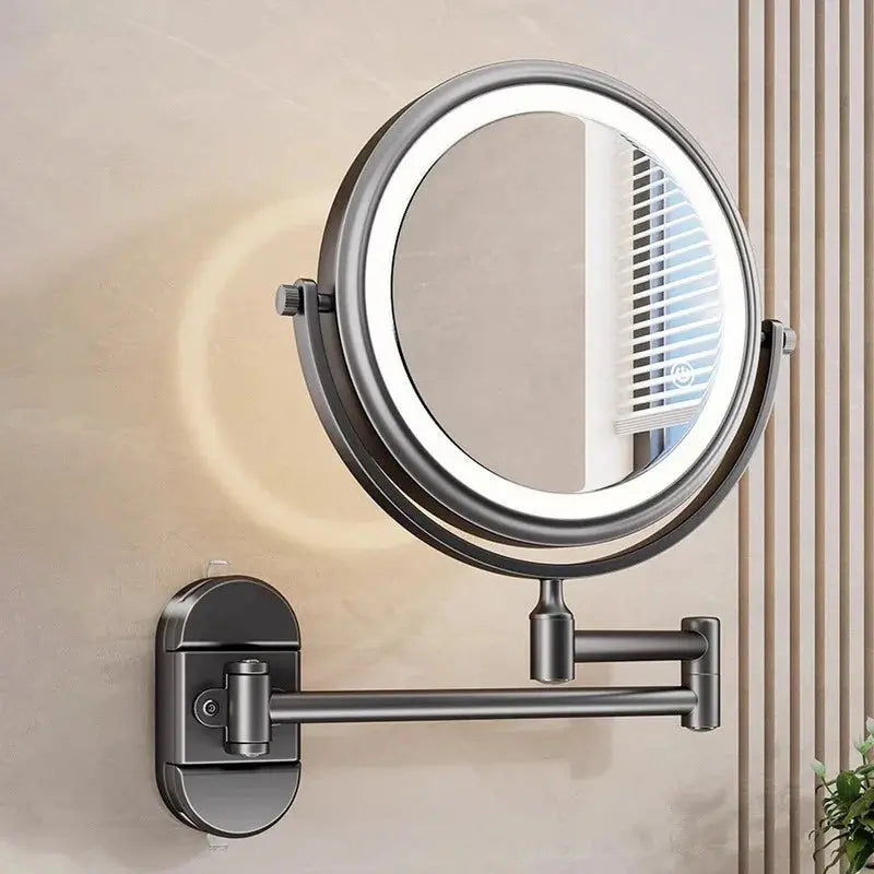 6/8 inch Wall Mounted Makeup Mirror Extending Folding Double Sided Rotating Bathroom Makeup Mirror 3x Magnification with Light