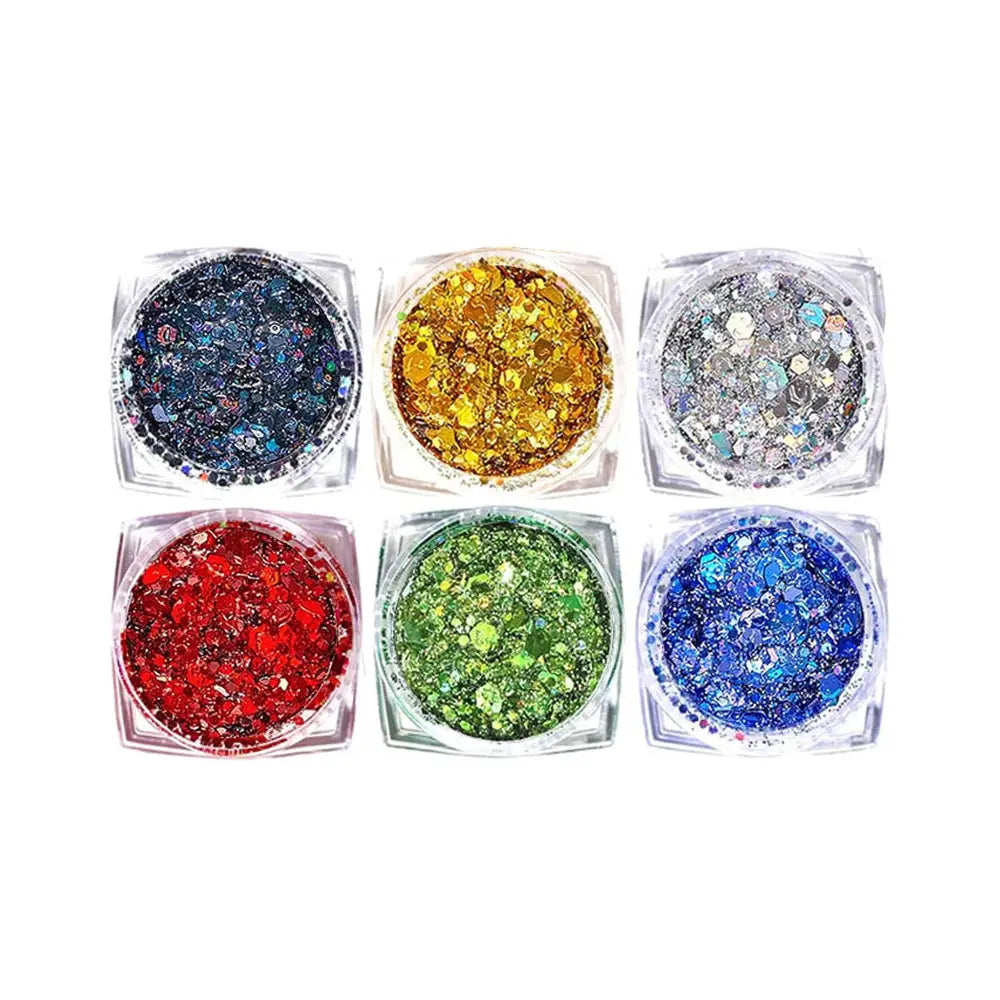 6-Color Glitter Gel Set, No-Glue Body Glitter for Festivals dylinoshop