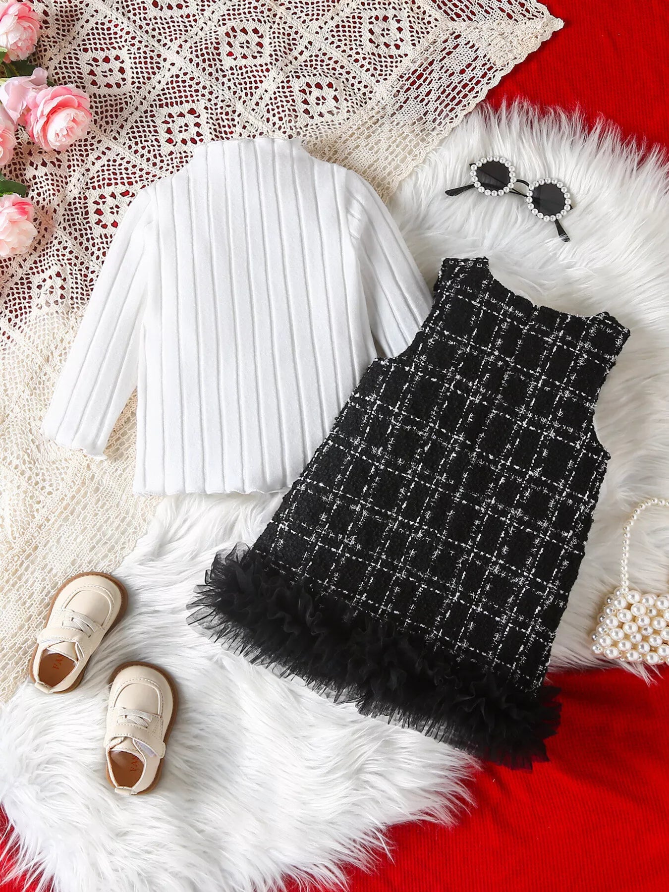Children's Ribbed Knit Top and Dress Set 