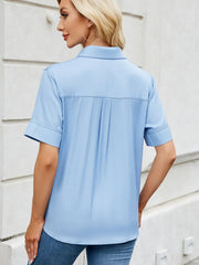 Collared Neck Short Sleeve Shirt 