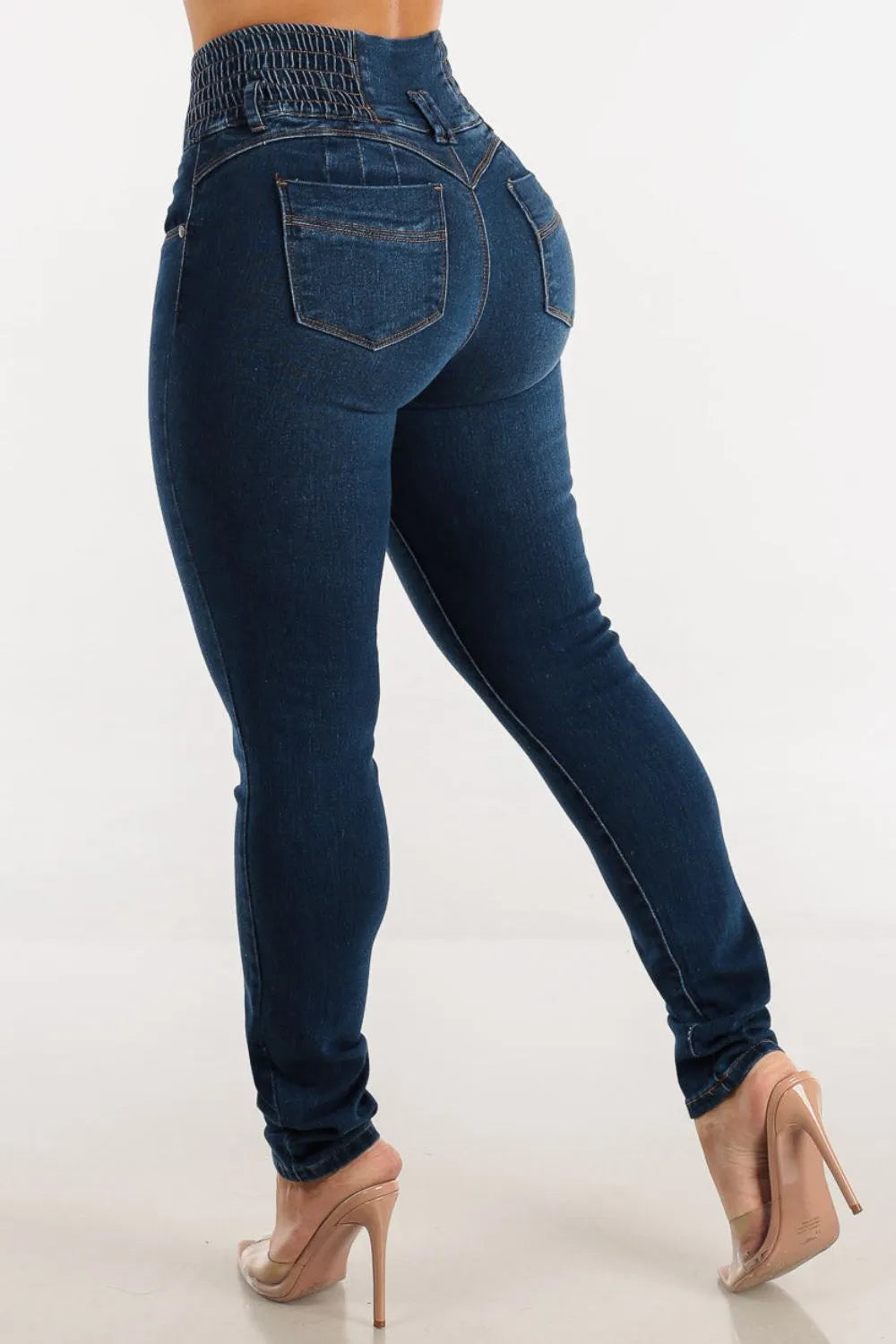 High Waist Buttoned Skinny Hip Lifting Jeans 