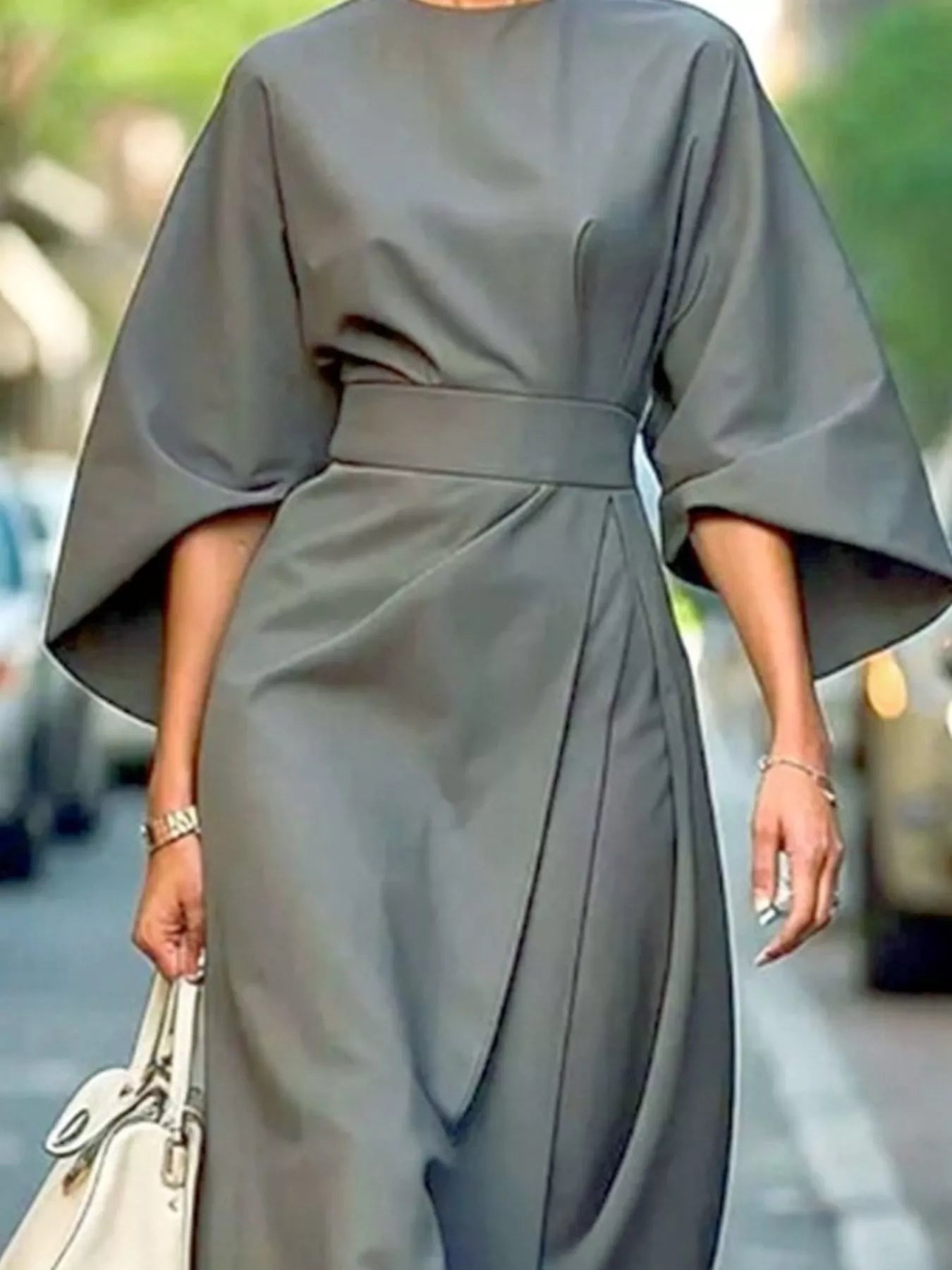 Round Neck 3/4 Sleeve Dress 