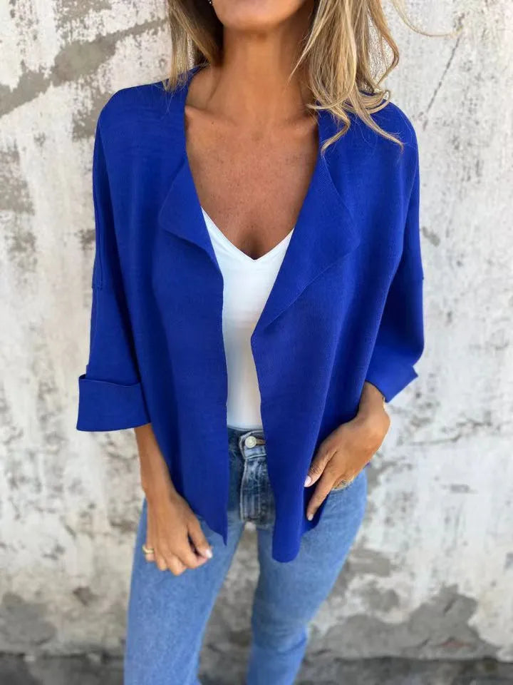 Full Size Open Front 3/4 Sleeve Cardigan Plus Size 