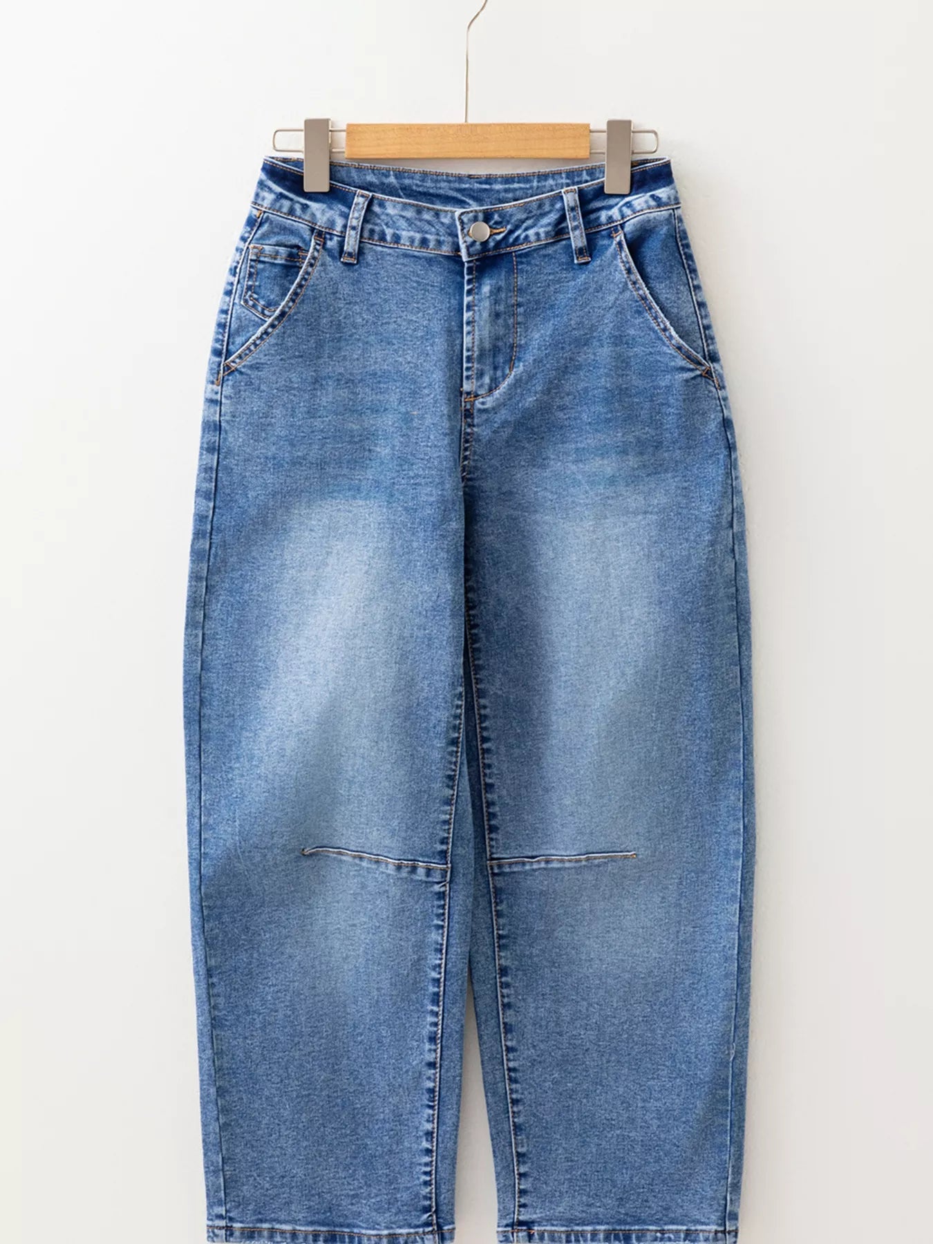Seam Detail Loose Fit Cropped Jeans 