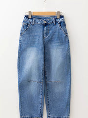 Seam Detail Loose Fit Cropped Jeans 