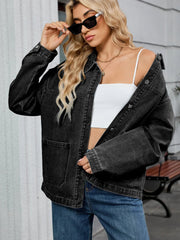 Washed Oversized Button Down Denim Jacket 