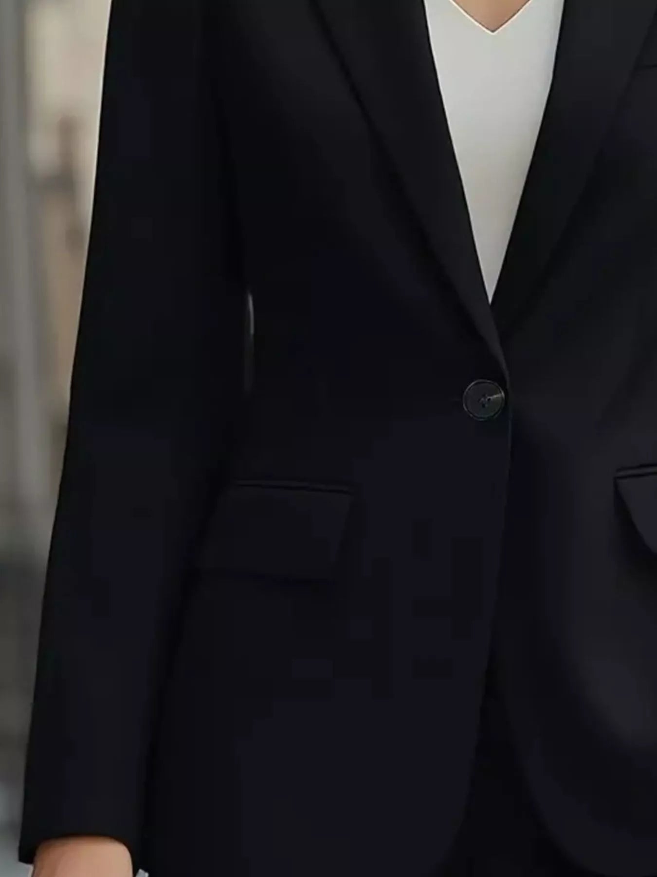 Lapel Collar One Button Blazer 