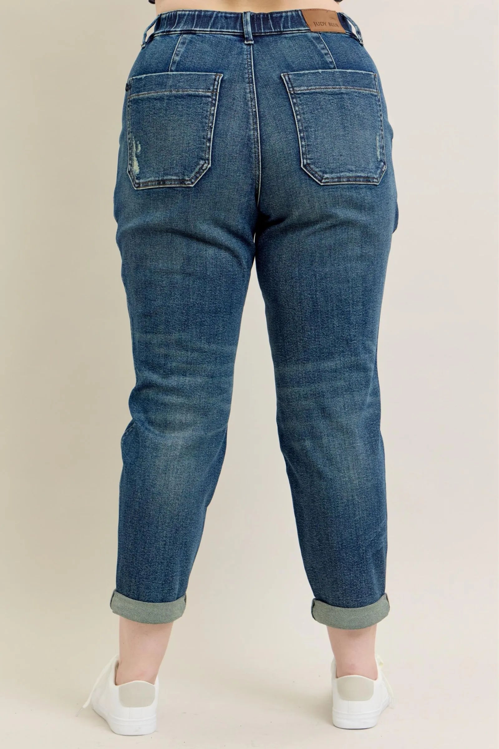 Judy Blue Full Size HW Vintage Wash Jeans w/ Drawstring Plus Size 
