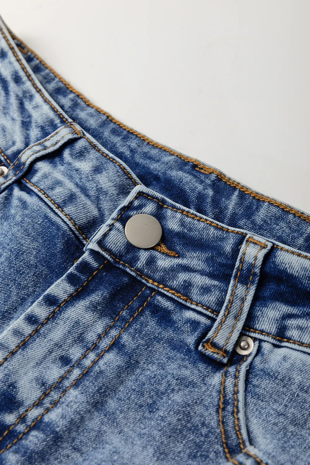 High-Waisted Wide-Leg Cuffed Jeans 