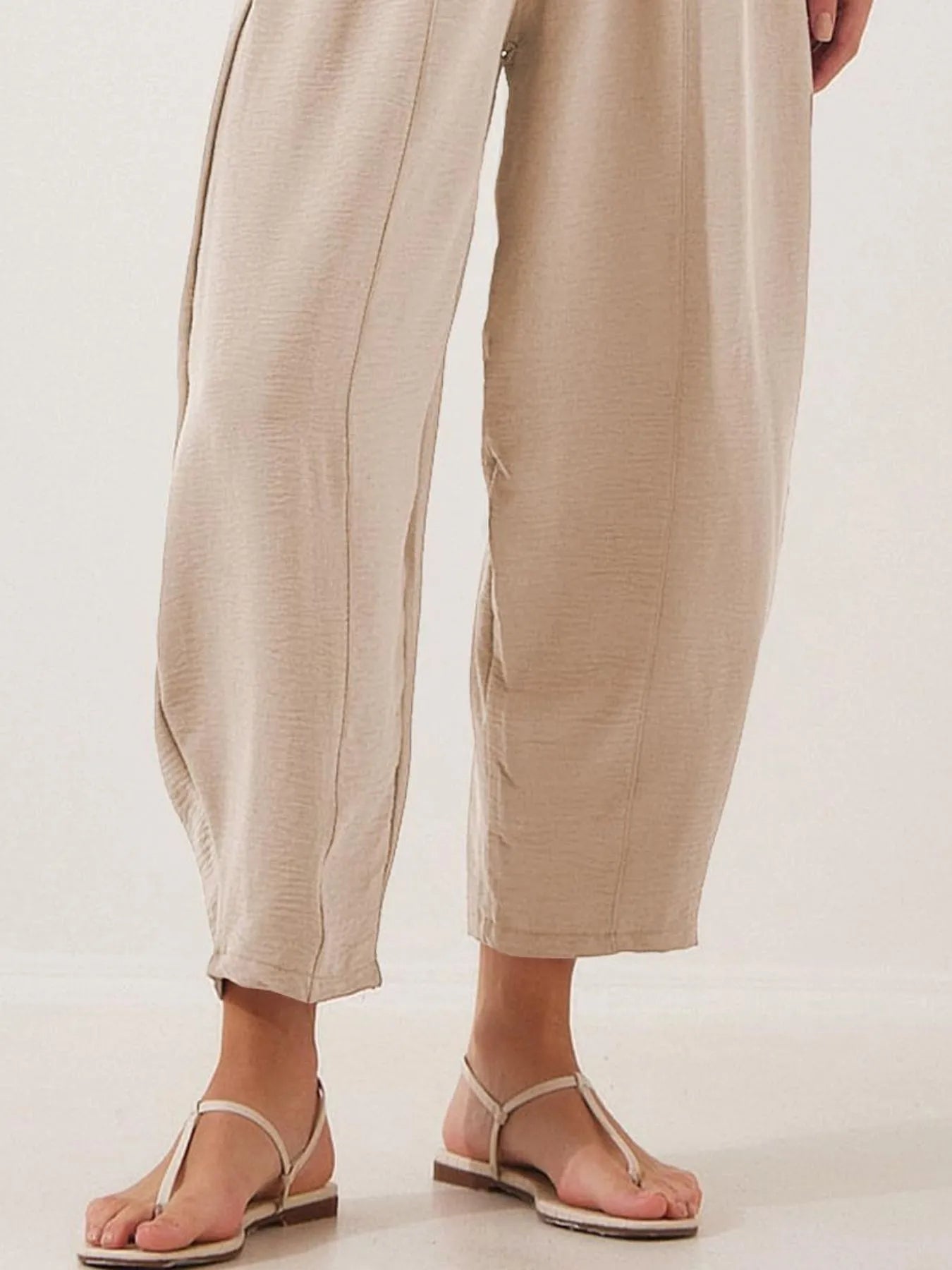 Full Size Drawstring Wide Leg Cropped Pants Plus Size 