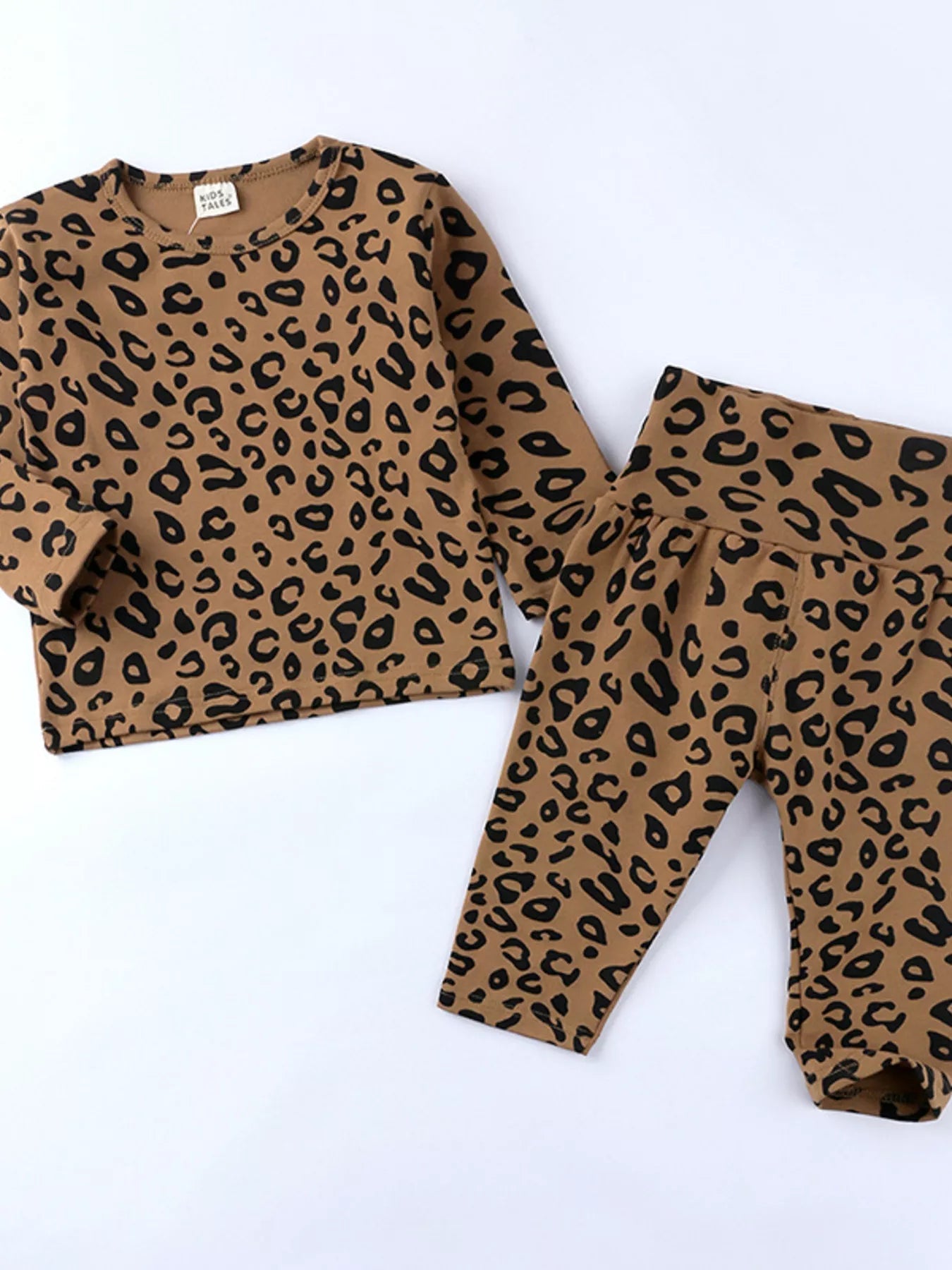Children's Leopard Print Long Sleeve Top and Pants Set 