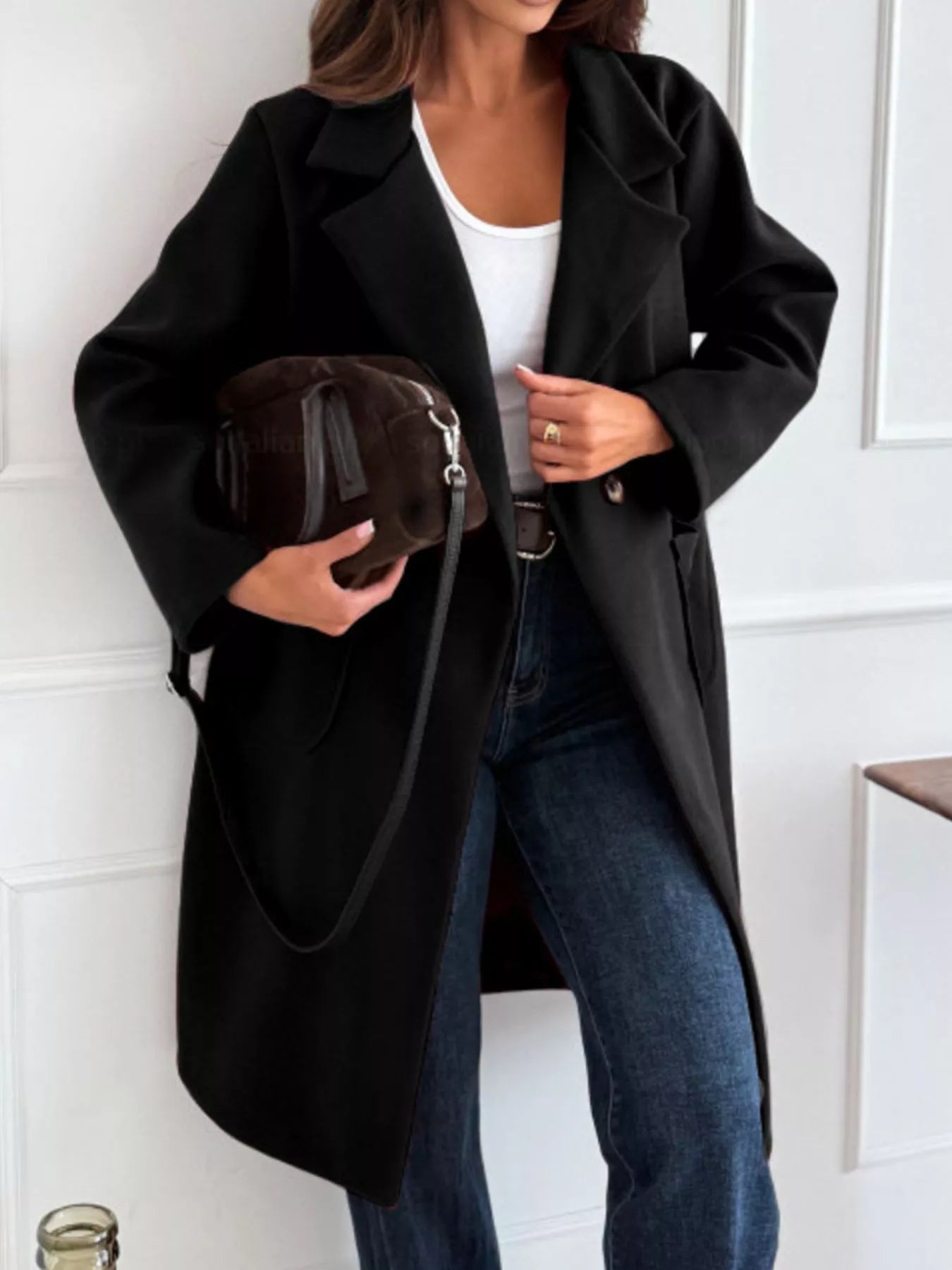 Long-Sleeve Single-Breasted Trench Coat 
