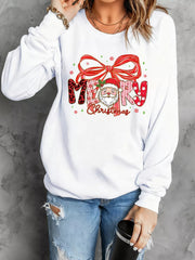 Merry Christmas Graphic Long Sleeve Sweatshirt 