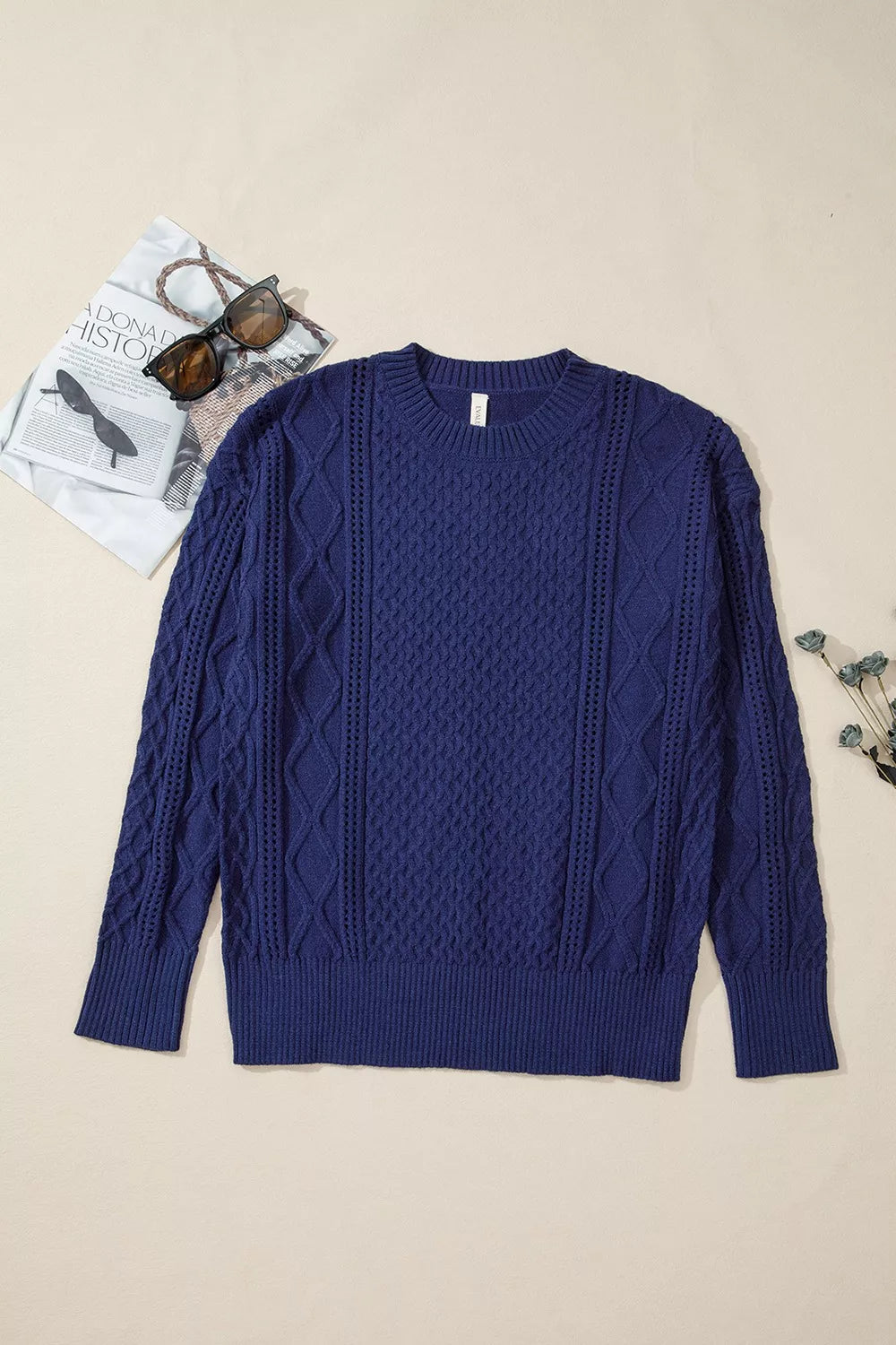 Classic Texture Knit Long Sleeve Sweater 
