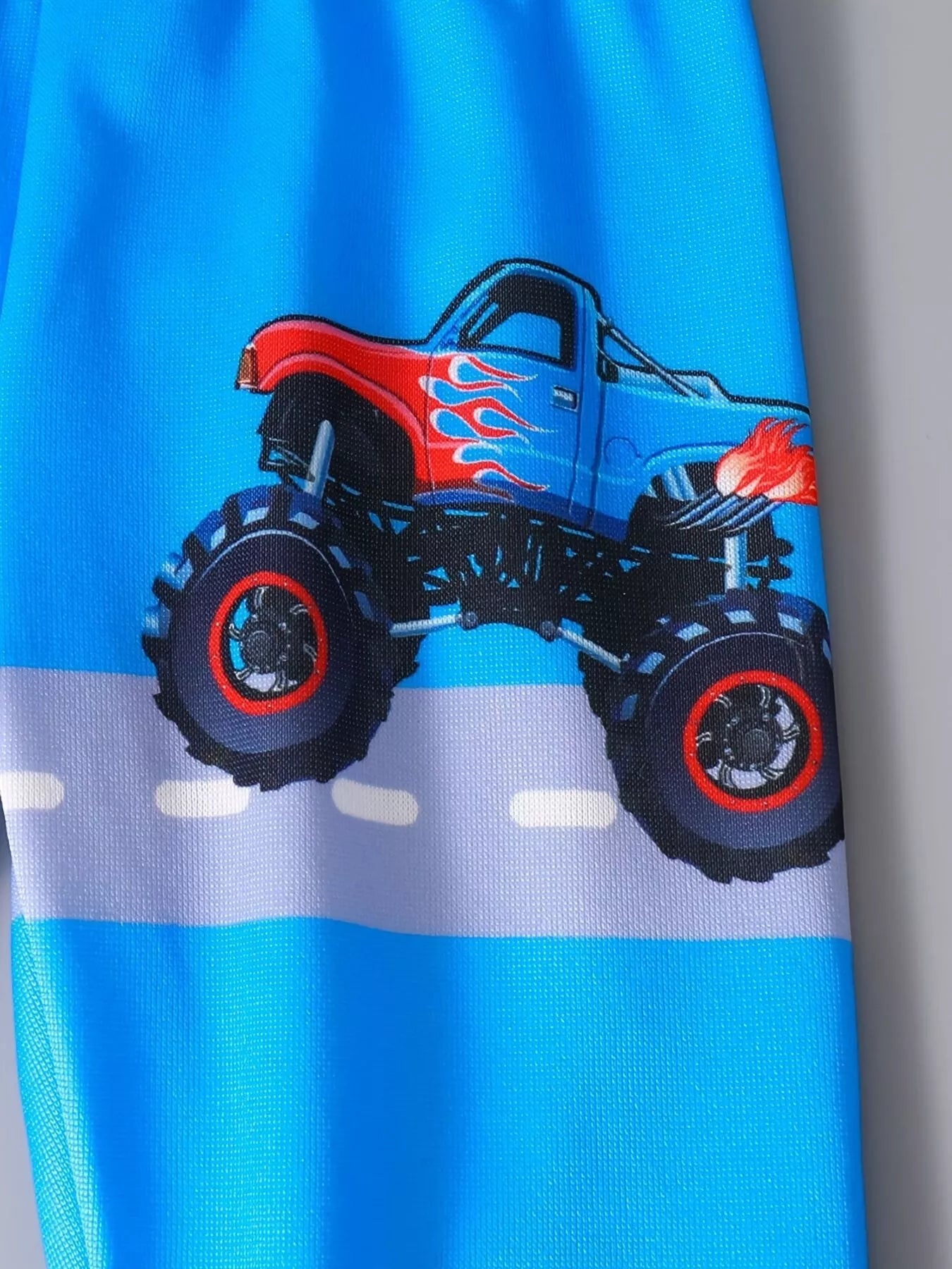 Children's Cartoon Truck Graphic Hoodie & Pants Set 