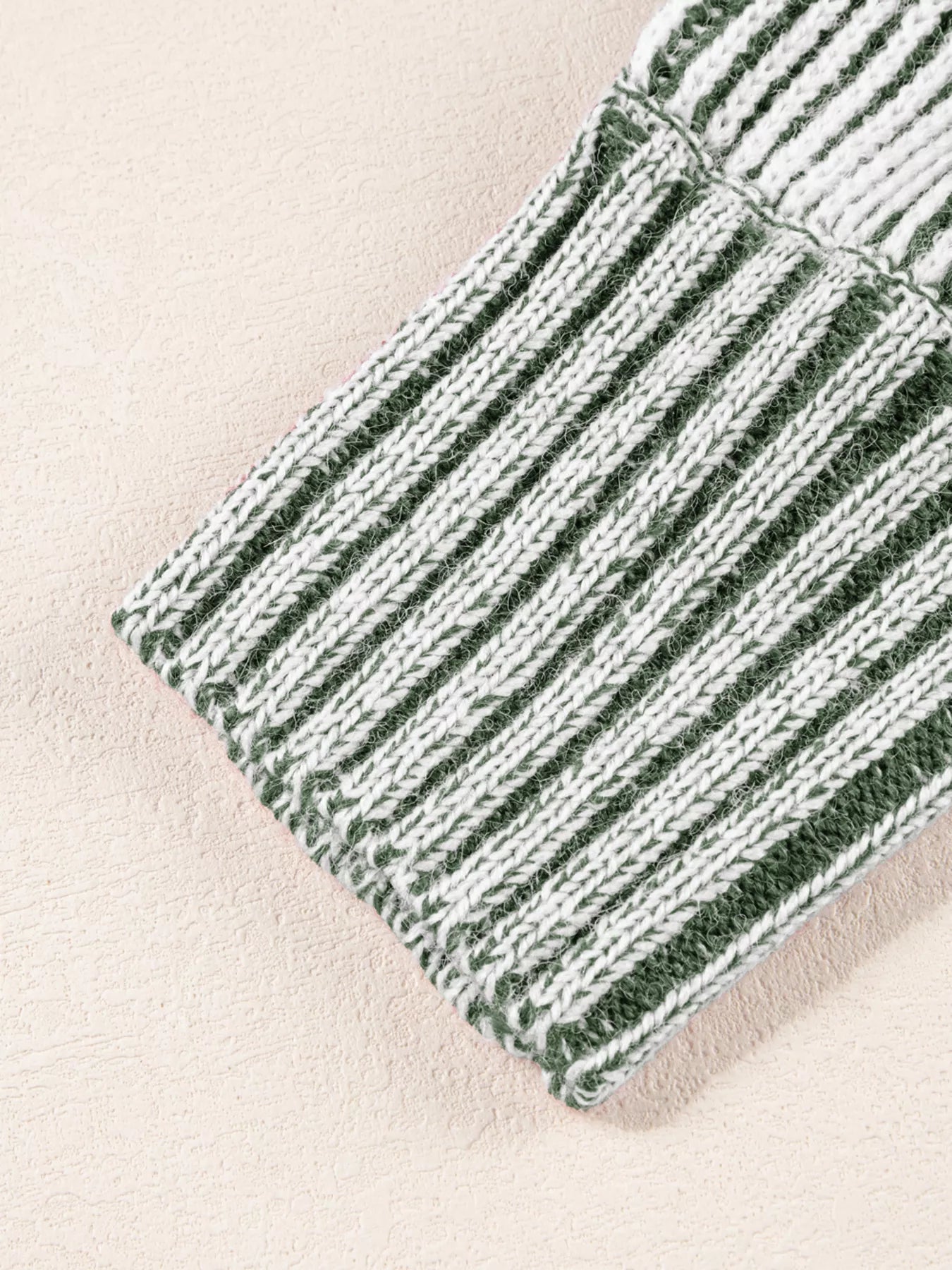 Striped Ribbed Knit Boat Neck Baggy Sweater 