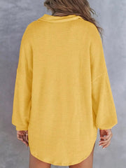 Casual Waffle Knit Button Detail Blouse 