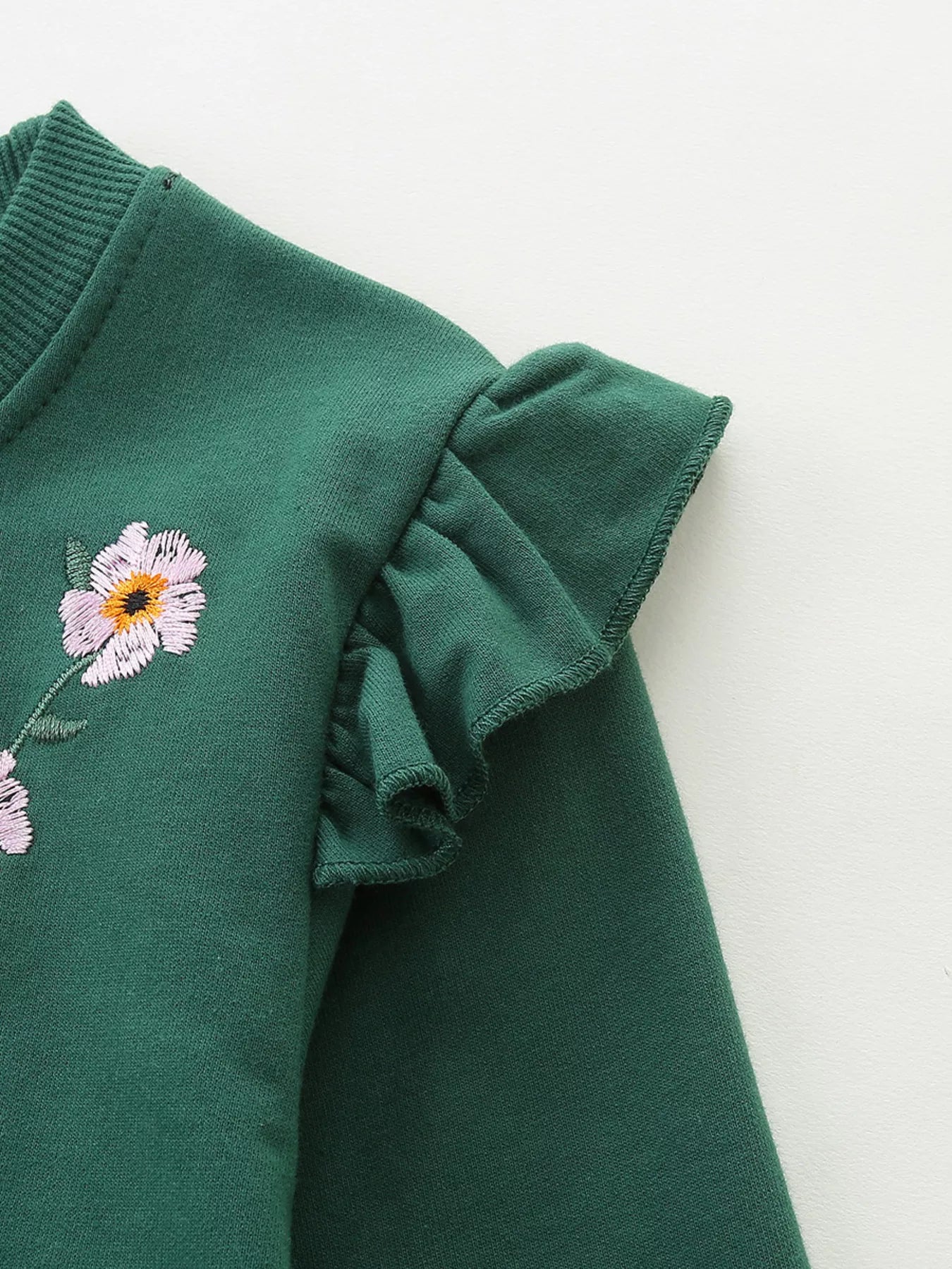 Children's Floral Embroidered Crew Neck Sweatshirt 