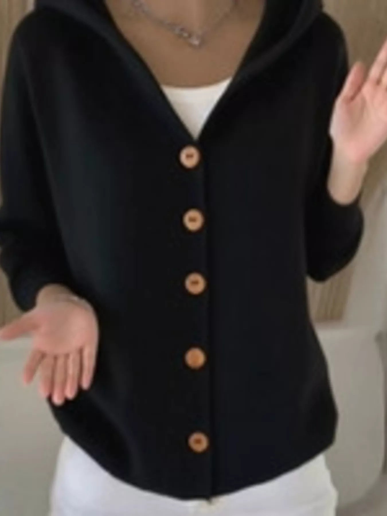 Full Size Hooded Button-Front Soft Knit Cardigan Plus Size 