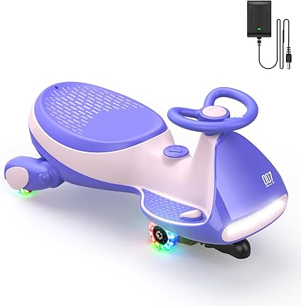 Classic Electric Wiggle Car with Pedal, Rechargeable Battery, and Flashing Wheels 