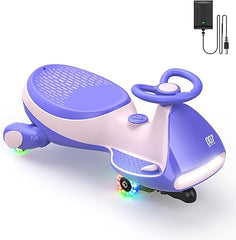 Classic Electric Wiggle Car with Pedal, Rechargeable Battery, and Flashing Wheels 