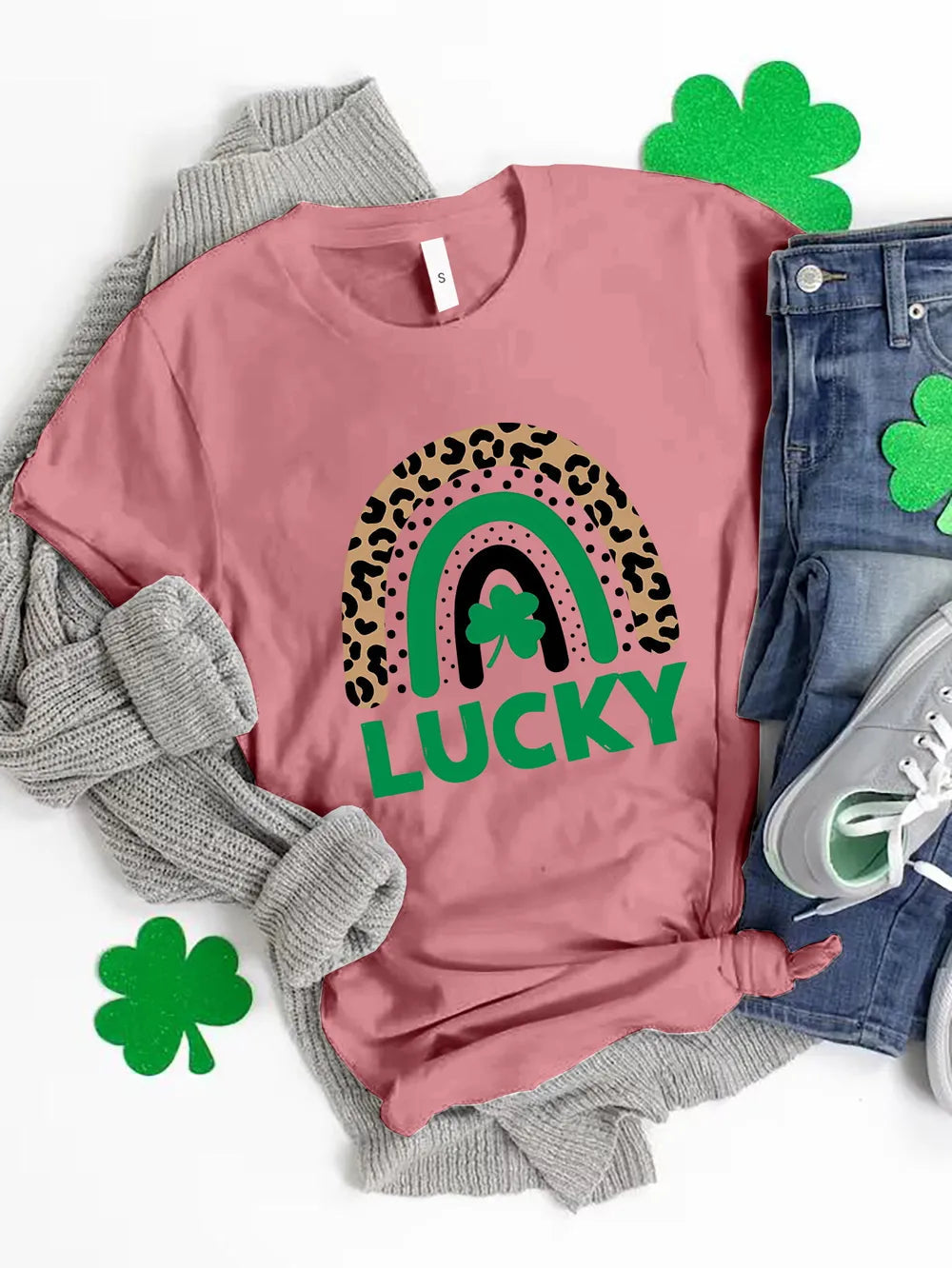 LUCKY Round Neck Short Sleeve T-Shirt 