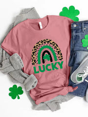 LUCKY Round Neck Short Sleeve T-Shirt 