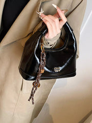 Leather Crossbody Bag with Charm 