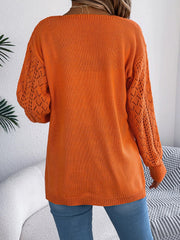 Openwork Open-Front Long Sleeve Cardigan 
