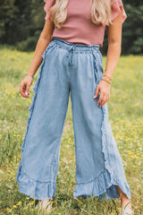 Raw Hem Wide Leg Jeans 