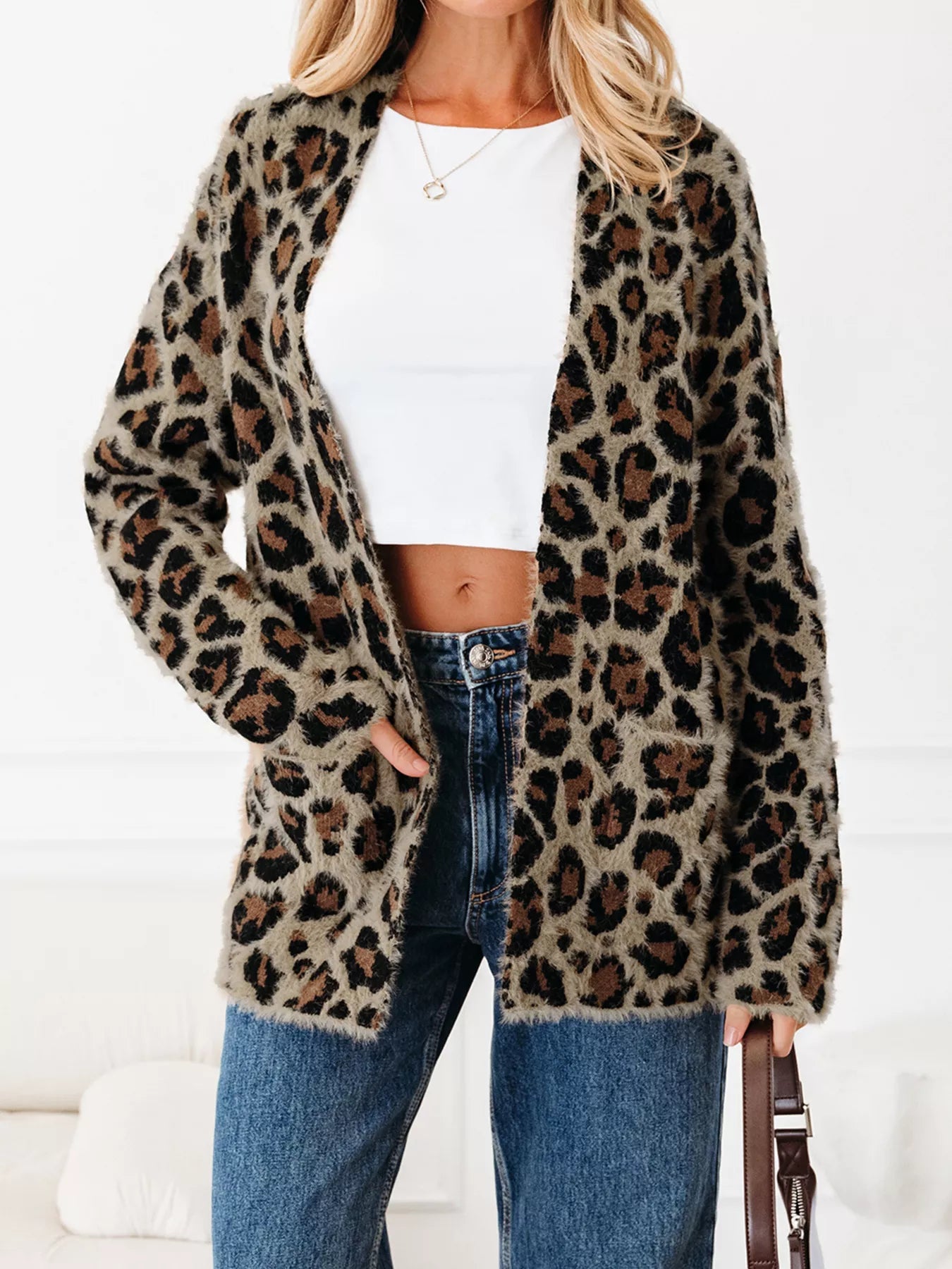 Leopard Open Casual Cardigan 