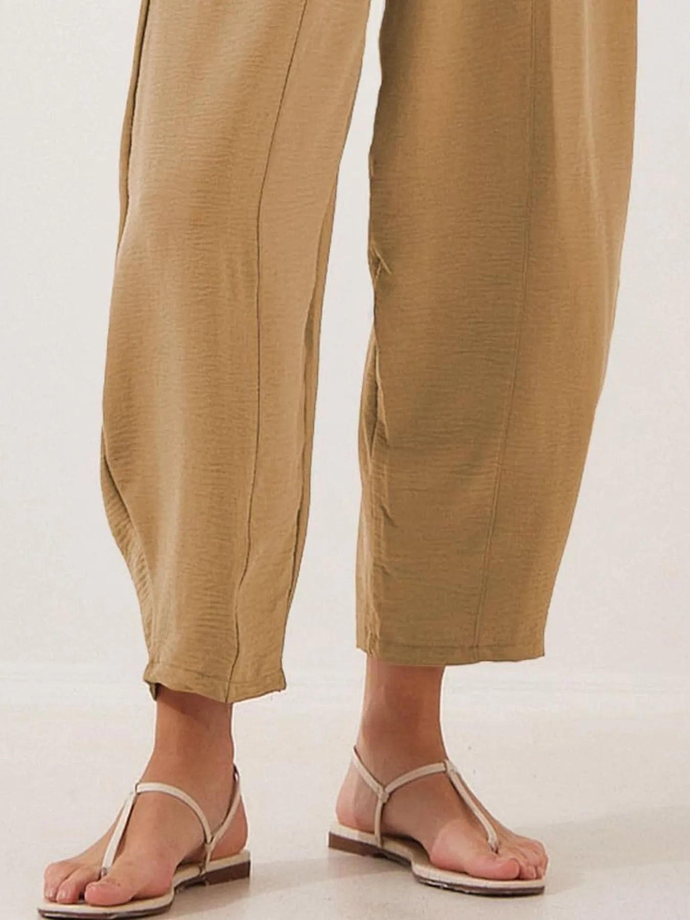 Full Size Drawstring Wide Leg Cropped Pants Plus Size 